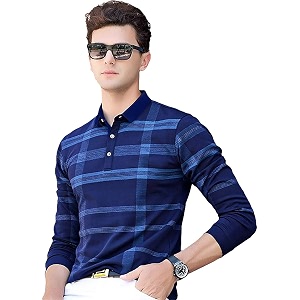 EYEBOGLER Mens Polo Neck Full Sleeves Printed