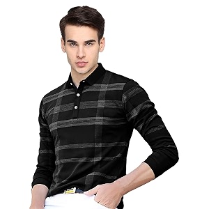 EYEBOGLER Mens Polo Neck Full Sleeves Printed