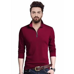 EYEBOGLER Mens Trendy Polo Neck Full Sleeves