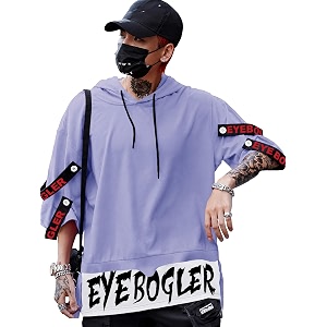 EYEBOGLER Mens Loose Fit Half Sleeves Hooded