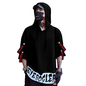 EYEBOGLER Mens Loose Fit Half Sleeves Hooded
