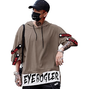 EYEBOGLER Mens Loose Fit Half Sleeves Hooded