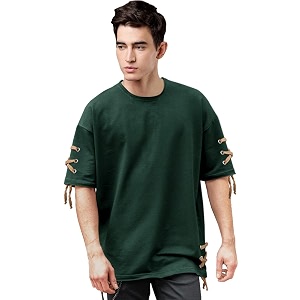 EYEBOGLER Mens Round Neck Oversized Elbow Sleeves