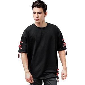 EYEBOGLER Mens Round Neck Oversized Elbow Sleeves