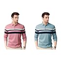 EYEBOGLER Polo Neck Half Sleeve Striped Print