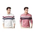 EYEBOGLER Polo Neck Half Sleeve Striped Print