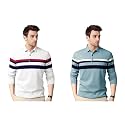 EYEBOGLER Polo Neck Half Sleeve Striped Print