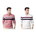 EYEBOGLER Polo Neck Half Sleeve Striped Print