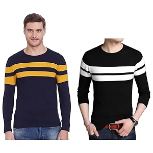 EYEBOGLER Round Neck Full Sleeve Striped T