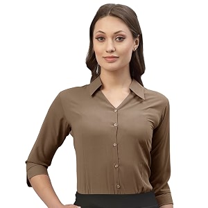 EYEBOGLER Women Regular Fit Solid Spread Collar