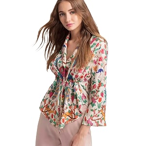 EYEBOGLER Womens Floral Print Long Sleeves Trendy