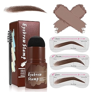 keli eyebrow stamp kit with 3 pc stencil brown definer pencil and reusable shaping kit dark brown