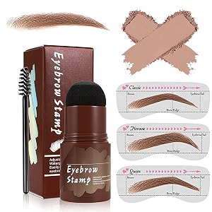 keli eyebrow stamp kit with 3 pc stencil brown definer pencil shaping kit - reusable medium brown