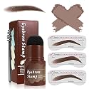 Keli Eyebrow Stamp Kit With 3 Pc Stencil, Brown Definer, Pencil, and Reusable Shaping Kit (Dark Brown)