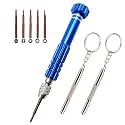 Eyeglass Repair Kit, 5-in-1 Multifunctional Precision Screwdriver Set (torxT5~T6,+1.5,-1.5,star0.8) with Mini Keychain Screwdriver for Glasses, Cellphone, Electronics, Watch, Laptop, Jewelry