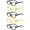 Eyekepper 2.0 Reading Glasses Men, Readers for Women, 3pk Black+2pk Yellow