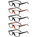 Eyekepper 2 Pack Tortoiseshell Reading Glasses + 3pk Black Readers, 0.5