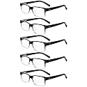 Eyekepper 4.0 Reading Glasses Men, Readers for Women, 5pk Black/Transparent