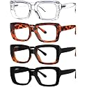 Eyekepper 4 Pack Ladies Reading Glasses - Stylish Oversized Square Readers for Women +3.00