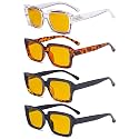 Eyekepper 4 Pack Reading Glasses Blue Light Blocking Oversized Square Computer Readers Amber Tinted +0.75