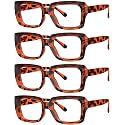 Eyekepper 4 Pack Stylish Reading Glasses Women - Oversized Square Readers Tortoise +2.25