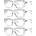 Eyekepper 4 Pack Stylish Reading Glasses Women - Oversized Square Readers Transparent +1.00