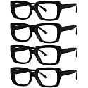 Eyekepper 4 Pack Stylish Reading Glasses Women - Oversized Square Readers Black +1.50