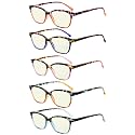 Eyekepper 5 Pack Blue Lens Glasses Women Screen Light Filter Blocking UV Rays Readers for Reading Computer +0.50