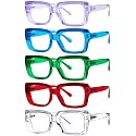 Eyekepper 5 Pack Ladies Reading Glasses - Stylish Oversized Square Readers for Women +1.75