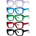 Eyekepper 5 Pack Ladies Reading Glasses - Stylish Oversized Square Readers for Women +2.50