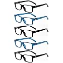Eyekepper Readers for Women 1.75, Reading Glasses Men, 3pk Black + 2pk Blue