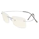 Eyekepper Titanium Rimless Orange Tinted Lenses Computer Reading Glasses Readers Men Women