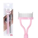 Eyelash Comb Separator MSQ Eyelash Mascara Brush and Comb Lash Separator With Comb Cover Arc Designed Cosmetic Brushes Tool Pink (Includes a Mascara Wand)