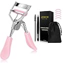 Eyelash Curler with Comb Fit All Eye Shape Curved Eyelash Curlers,Natural and Long Lasting Lash Curler for Women Make Up Gift(Pink)
