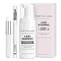 Eyelash Shampoo for Eyelash Extensions, Gentle Foaming Lash Cleanser for Sensitive Eyes, Daily Lash Aftercare with Soft Brush & Mascara Wand, Removes Makeup & Residue, 3.4 fl oz (100ml)