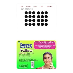 eyetex pallavi sticker kumkum round p3a - black 20 flaps