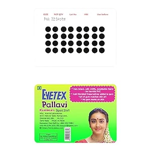 eyetex pallavi sticker kumkum round p4a - black 20 flaps