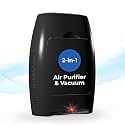 EyeVac Air 2-in-1 HEPA Air Purifier &amp; Touchless Vacuum Automatic Dustpan - Ultra Fast &amp; Powerful - Covers 600 Sq ft - Corded Canister Vacuum, Bagless, Automatic Sensors, 1000 Watt (Black/Black)
