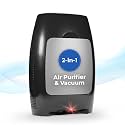 EyeVac Air 2-in-1 HEPA Air Purifier &amp; Touchless Vacuum Automatic Dustpan - Ultra Fast &amp; Powerful - Covers 600 Sq ft - Corded Canister Vacuum, Bagless, Automatic Sensors, 1000 Watt (Black/Silver)