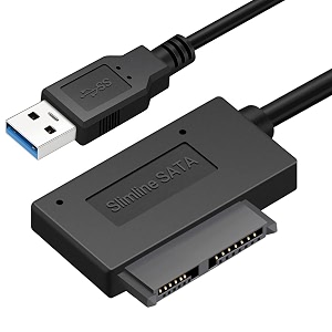 usb 30 to 76 13pin slimline sata laptop cd dvd rom optical drive adapter cable - black
