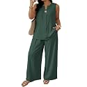 Eytino Plus Size 2 Piece Sets for Women Summer Travel Vacation Outfits Sleeveless Tops Wide Leg Pants Matching Sets(1X-5X)