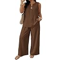 Eytino Plus Size 2 Piece Sets for Women Summer Travel Vacation Outfits Sleeveless Tops Wide Leg Pants Matching Sets(1X-5X)