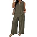 Eytino Plus Size 2 Piece Sets for Women Summer Travel Vacation Outfits Sleeveless Tops Wide Leg Pants Matching Sets(1X-5X)
