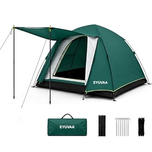 eyuvaa label alpine camping tent for 2 person waterproof double layer outdoor tent with extended awning easy setup dome tent for camping picnic amp outdoor adventures random colour 2 person