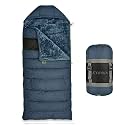 EYUVAA LABEL Camping Sleeping Bag -5°C to +5°C, Rectangle Shape Winter Sleeping Bag with Faux Fur, Fits Up to 7.2 ft, Lightweight & Compact for Trekking, Hiking & Travel (Blue)