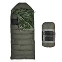 EYUVAA LABEL Camping Sleeping Bag -5°C to +5°C, Rectangle Shape Winter Sleeping Bag with Faux Fur, Fits Up to 7.2 ft, Lightweight &amp; Compact for Trekking, Hiking &amp; Travel (Green)