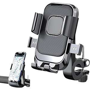 eyuvaa label universal mobile holder for bikes with one click locking phone holder 360 rotation phone mount anti-slip and adjustable angle for motorcycles bicycles e-bikes scooters xy-088