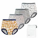 EZ Moms 4 Packs Toddler Potty Training Underwear for Boys and Girls Leakproof Soft Absorbent Kid Confident Toilet Training Pants 3T 100% Cotton Underwear Reusable Pee Pants with Potty Sticker Chart