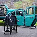 EZ4X4 Aluminum Black 4 Door Folding Rolling Door Cart, Storage Door Rack Holder Stand fits Jeep® Wrangler JL JLU JK JKU TJ YJ and Gladiator JT Patented