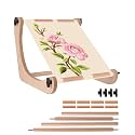 eZAKKA Adjustable Embroidery Table Stand, Wooden Hoop Holder with 2 Rods